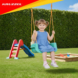 3-i-1 barn gunga med justerbara rep 120-150 cm, 30 kg, turkos/creme