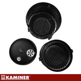 3-i-1 kolgrill med rökbox och locktermometer 80x48x42 cm svart