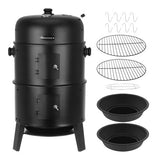 3-i-1 kolgrill med rökbox och locktermometer 80x48x42 cm svart