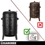 3-i-1 kolgrill med rökbox och locktermometer 80x48x42 cm svart