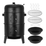 3-i-1 kolgrill med rökbox och locktermometer 80x48x42 cm svart