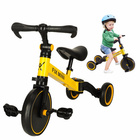 3-i-1 löpcykel/balanscykel trehjuling gul 18 mån-4 år max 30 kg