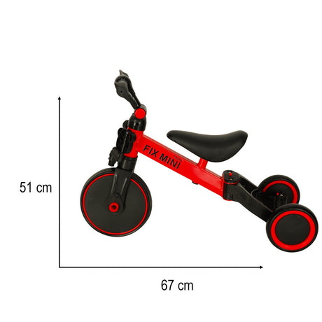 3-i-1 trehjuling/balanscykel med pedaler 18 mån-4 år max 30 kg