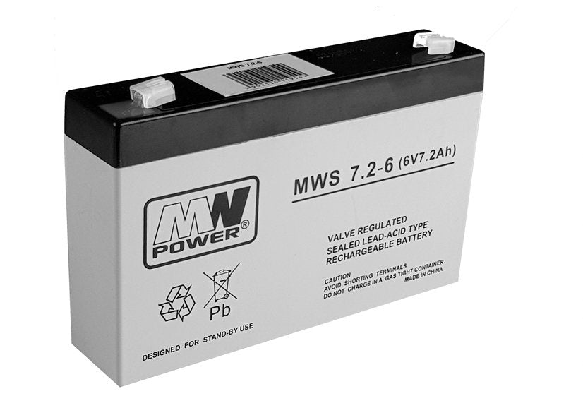 AGM gelbatteri 6V 7,2Ah 150x90x30 mm för leksaker, larm, nödbelysning