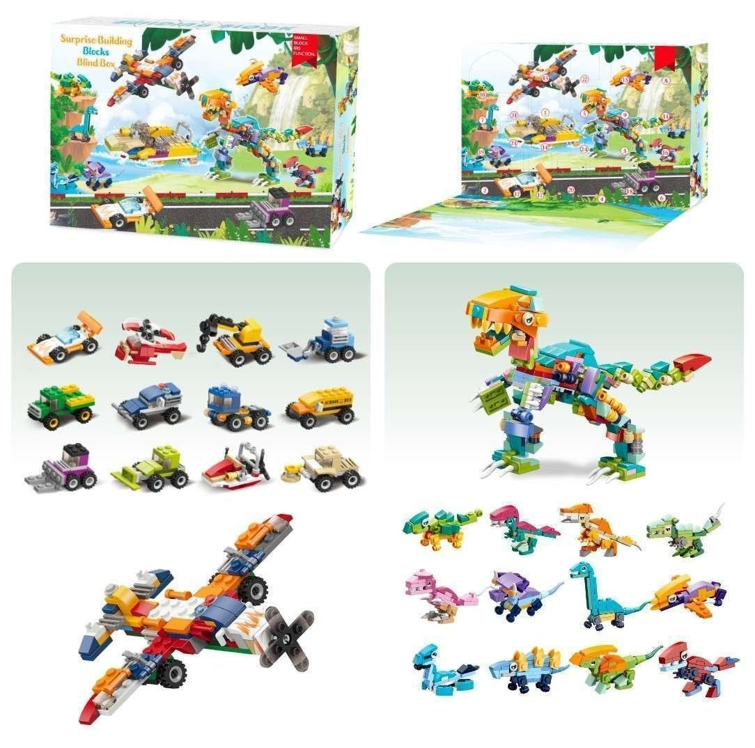Adventskalender Leksaksbilar och Dinosaurier – Byggklossar