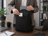 Affärsryggsäck med laptopfack och USB-port svart polyester 33x47 cm