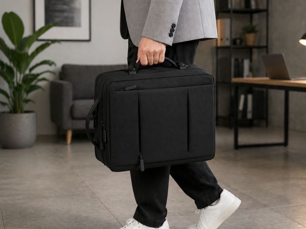 Affärsryggsäck med laptopfack och USB-port svart polyester 33x47 cm