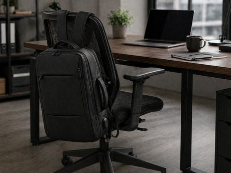 Affärsryggsäck med laptopfack och USB-port svart polyester 33x47 cm