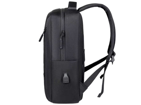 Affärsryggsäck med laptopfack och USB-port svart polyester 33x47 cm