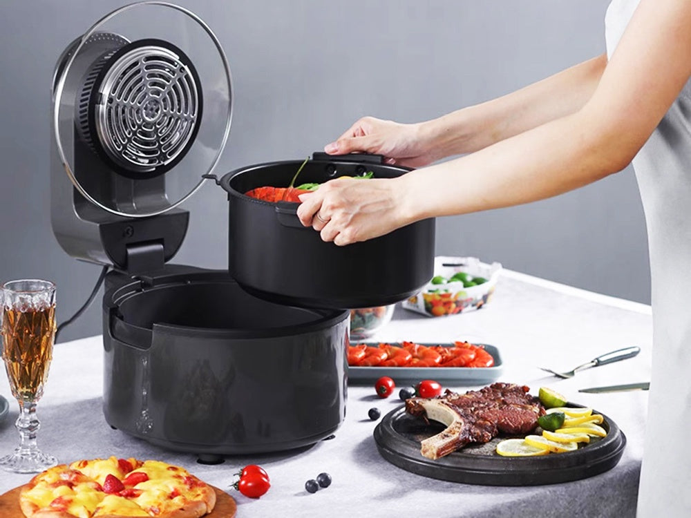 Airfryer oljefri fritös 5 l 1200 W svart med LCD touch och fönster