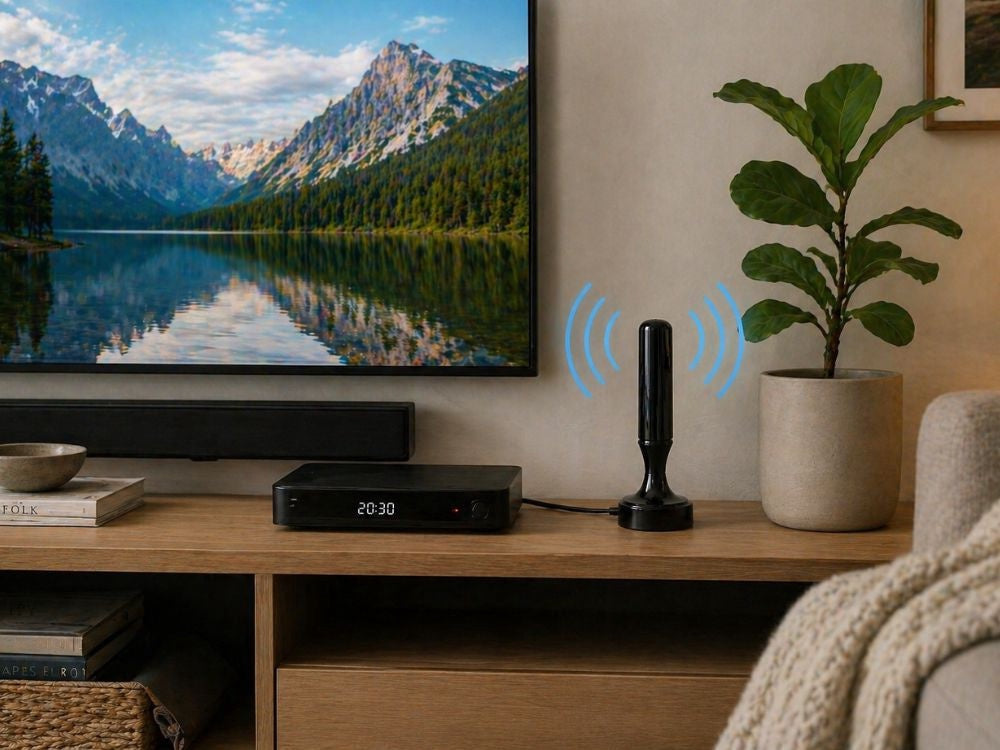 Aktiv inomhusantenn DVB-T/T2 25 dB förstärkare USB 5 m kabel