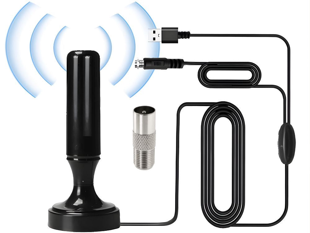 Aktiv inomhusantenn DVB-T/T2 25 dB förstärkare USB 5 m kabel