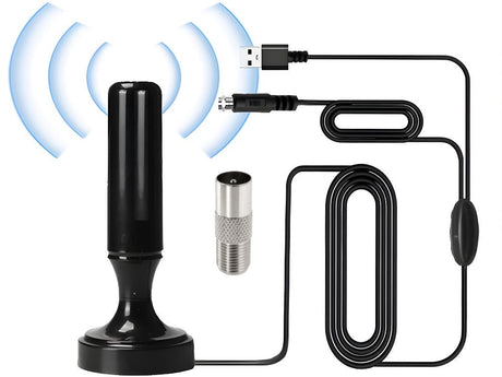 Aktiv inomhusantenn DVB-T/T2 25 dB förstärkare USB 5 m kabel
