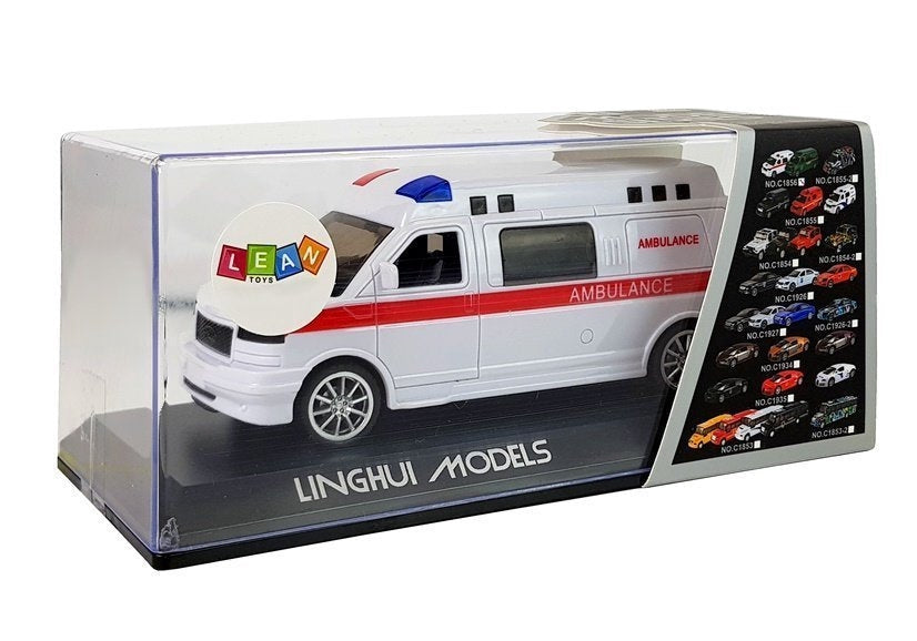 Ambulans leksaksbil 15,5 cm med LED-ljus, siren och dragback