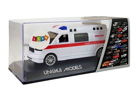 Ambulans leksaksbil 15,5 cm med LED-ljus, siren och dragback