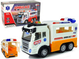 Ambulans leksaksbil 21 cm med ljus & ljud, öppningsbar bakdörr 3+