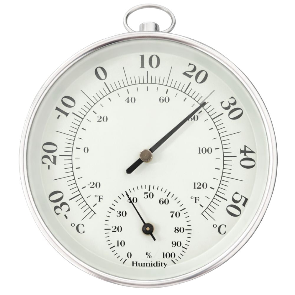 Analog termometer/hygrometer för vägg -30 till +50°C grå-svart