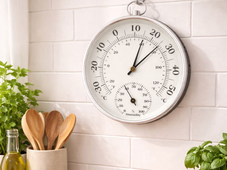 Analog termometer/hygrometer för vägg -30 till +50°C grå-svart