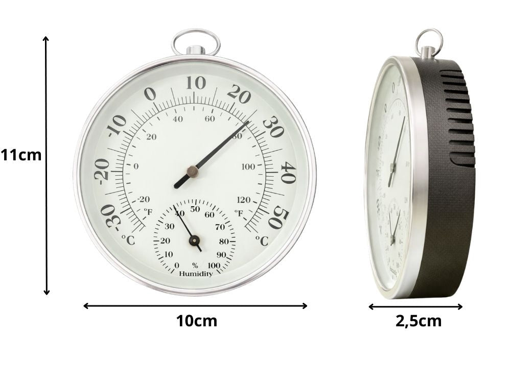 Analog termometer/hygrometer för vägg -30 till +50°C grå-svart