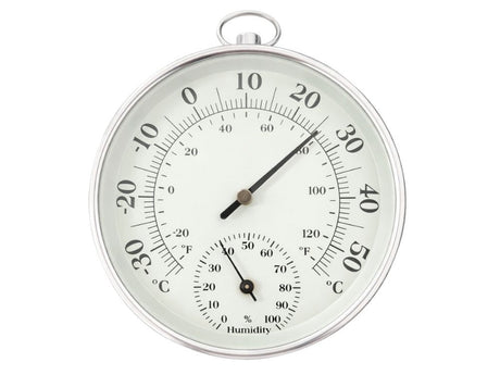 Analog termometer/hygrometer för vägg -30 till +50°C grå-svart