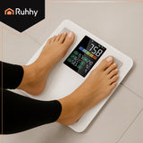 Analytisk badrumsvåg smart med app Feelfit BMI/kroppsfett 226 kg vit