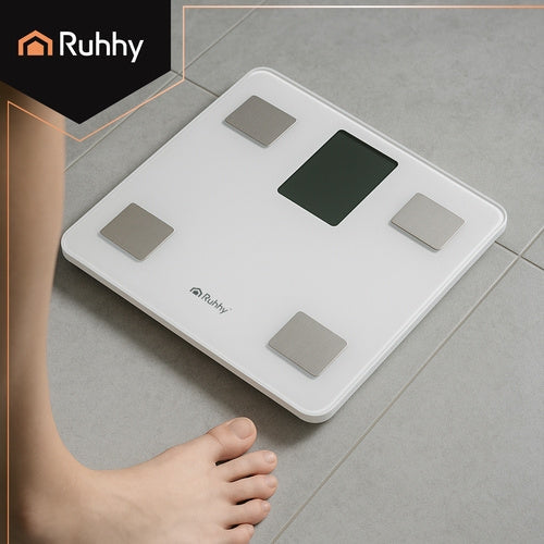 Analytisk badrumsvåg smart med app Feelfit BMI/kroppsfett 226 kg vit