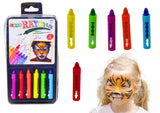 Ansiktsmålningkritor 6-pack vridbara, giftfria, tvättbara, 3+
