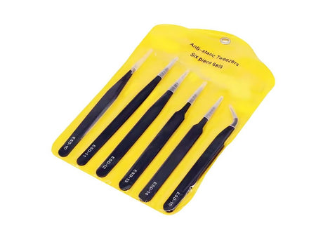 Antistatiskt pincettset 6 st precisionspincetter för elektronik/SMD, svart