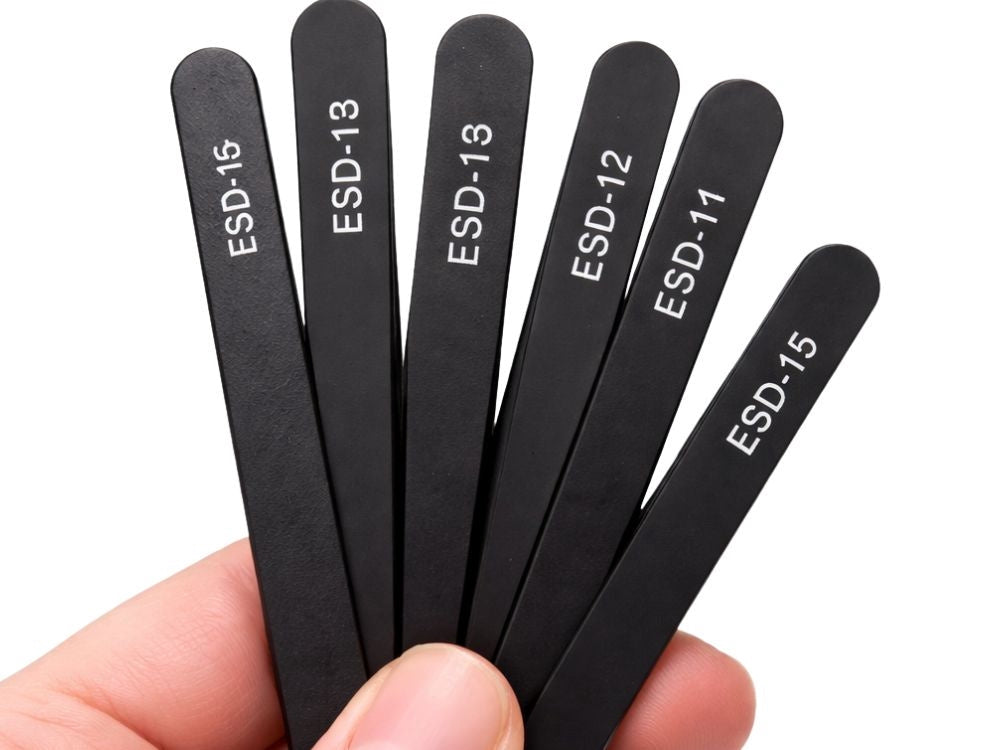 Antistatiskt pincettset 6 st precisionspincetter för elektronik/SMD, svart