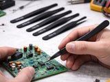 Antistatiskt pincettset 6 st precisionspincetter för elektronik/SMD, svart