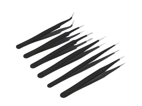 Antistatiskt pincettset 6 st precisionspincetter för elektronik/SMD, svart