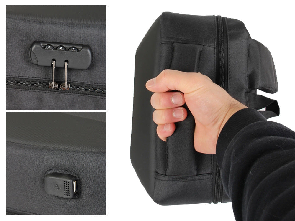 Antitjuv-ryggsäck för laptop med kombinationslås USB-port svart 15 L