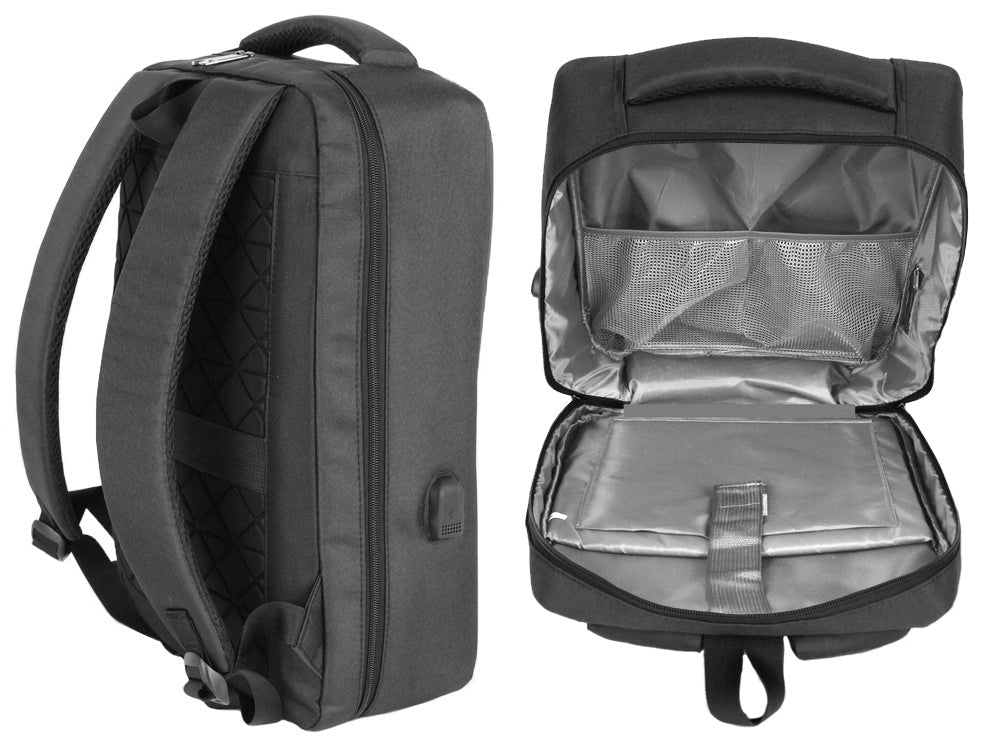 Antitjuv-ryggsäck för laptop med kombinationslås USB-port svart 15 L