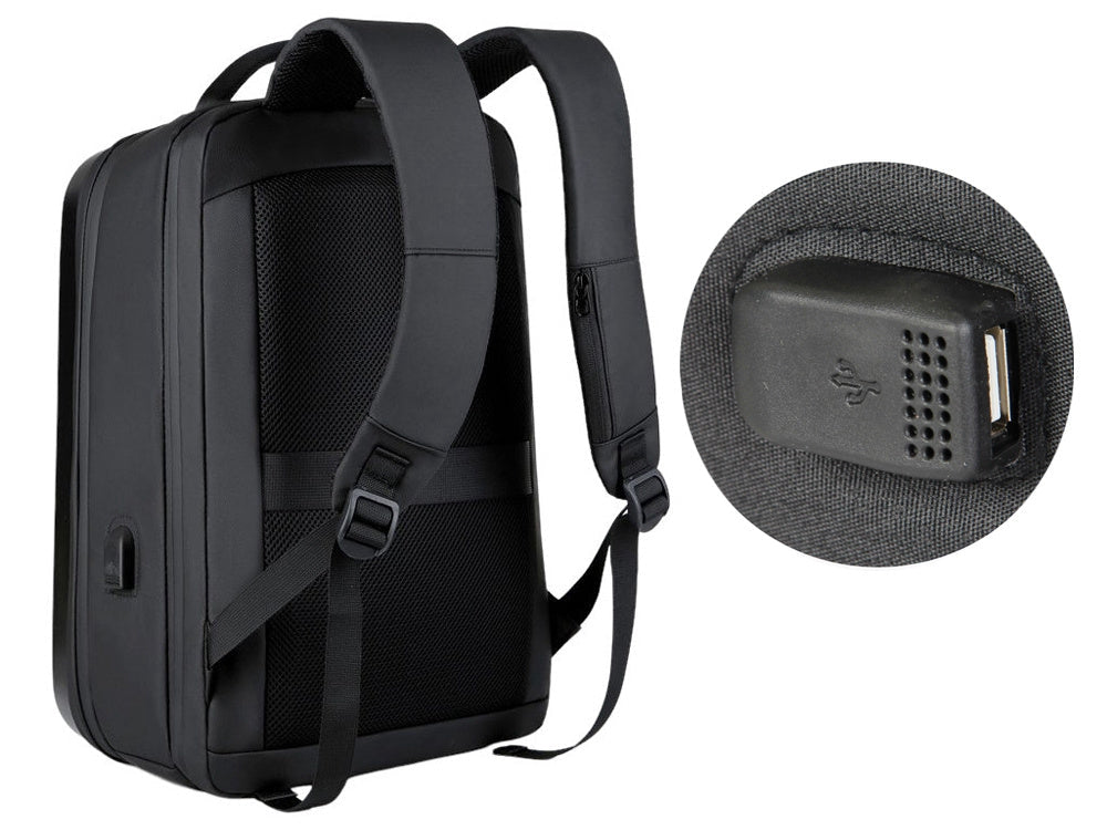 Antitjuv-ryggsäck för laptop med kombinationslås USB-port svart 15 L