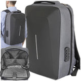 Antitjuvryggsäck laptop 15L med kombinationslås och USB-port, grå
