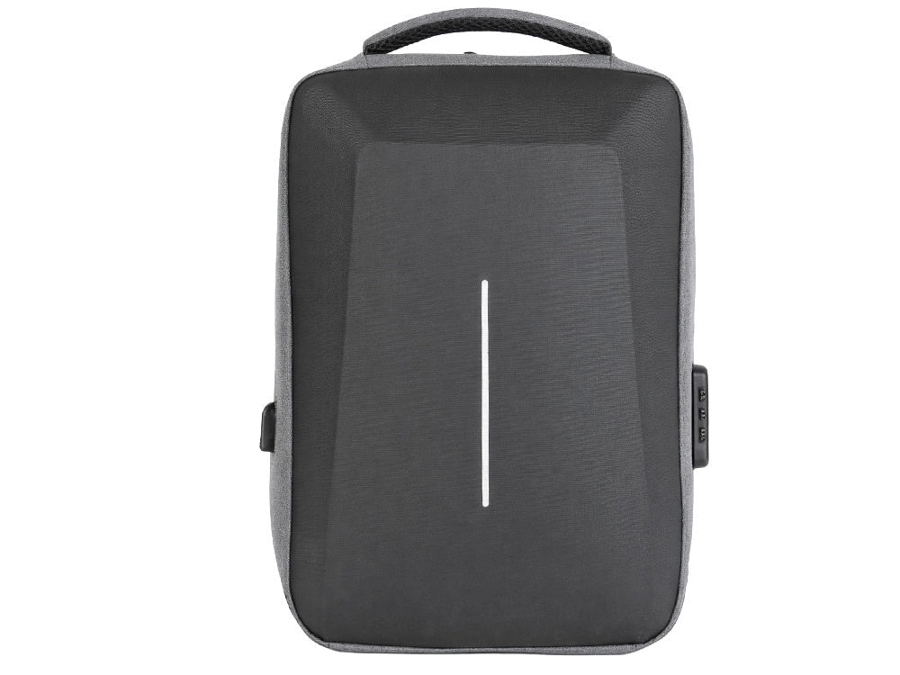 Antitjuvryggsäck laptop 15L med kombinationslås och USB-port, grå