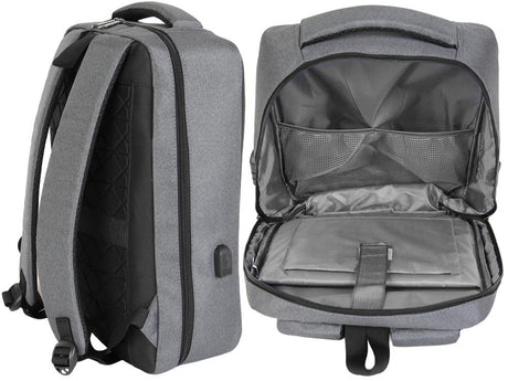 Antitjuvryggsäck laptop 15L med kombinationslås och USB-port, grå