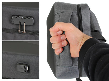 Antitjuvryggsäck laptop 15L med kombinationslås och USB-port, grå