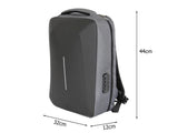 Antitjuvryggsäck laptop 15L med kombinationslås och USB-port, grå