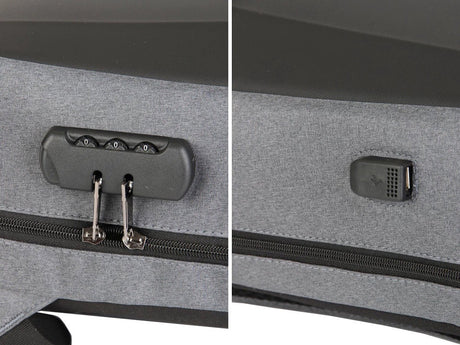 Antitjuvryggsäck laptop 15L med kombinationslås och USB-port, grå
