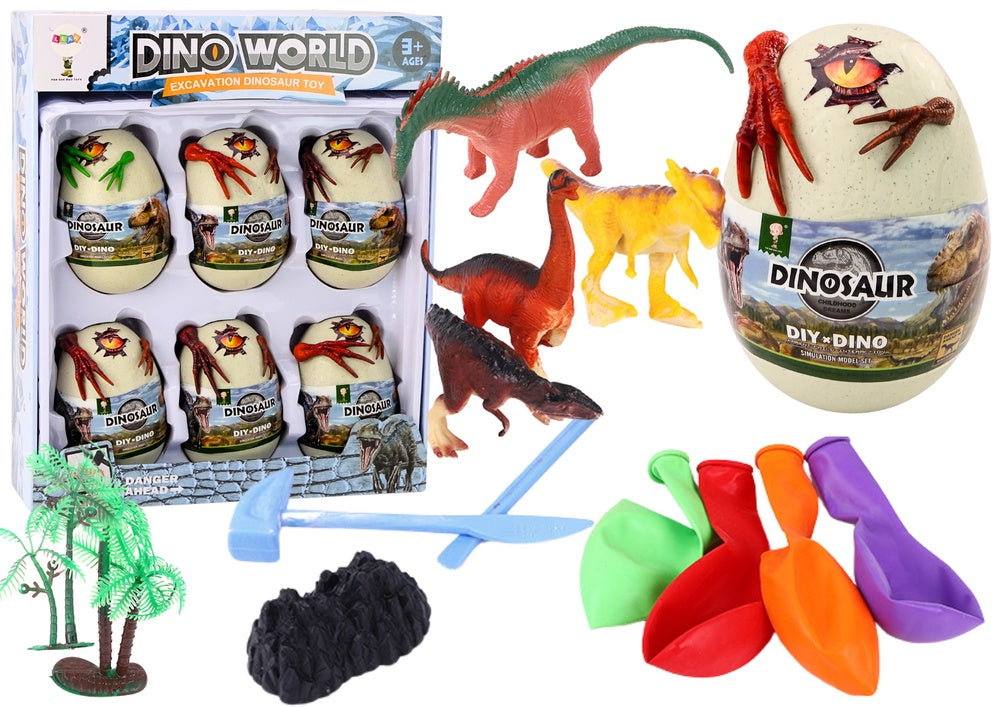 Arkeologiset isägg med dinosaurier 6-pack plastägg 16 cm 3+ år