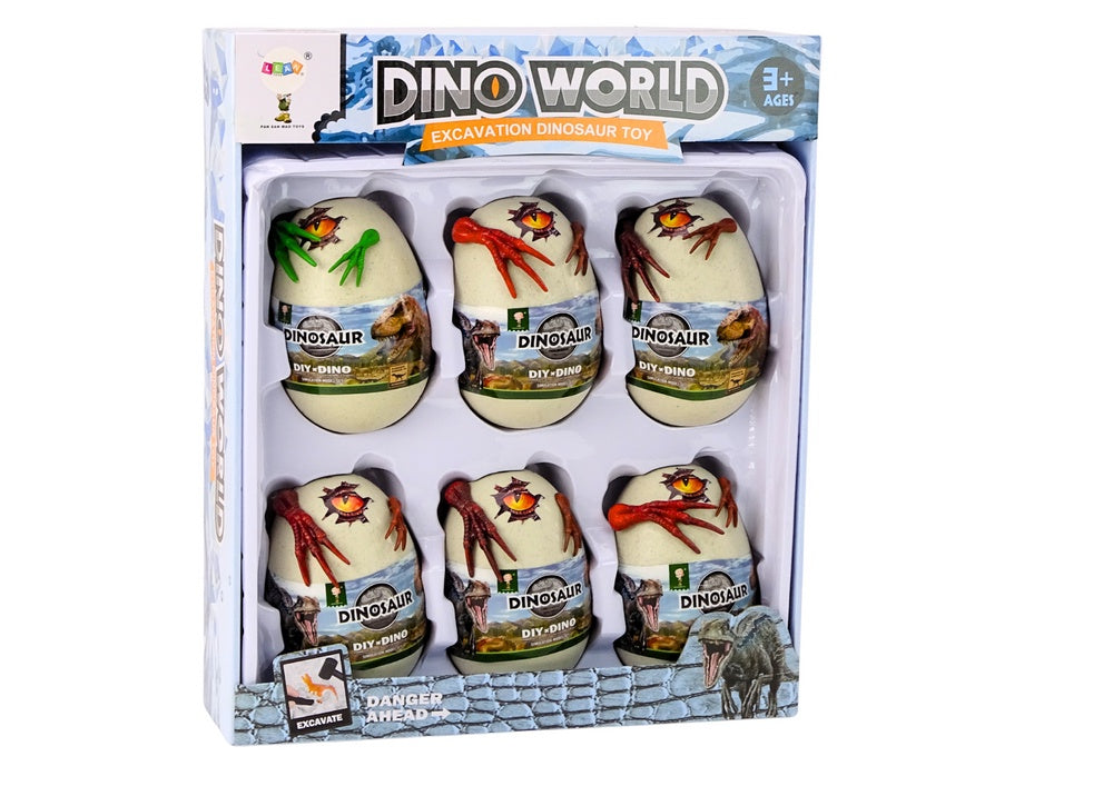 Arkeologiset isägg med dinosaurier 6-pack plastägg 16 cm 3+ år