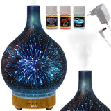 Aromadiffuser luftfuktare 200 ml ultrasonisk med LED-ljus, 3 oljor