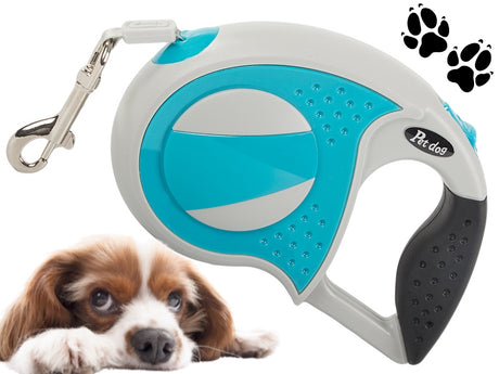 Automatiskt hundkoppel 5 m band för hund upp till 20 kg blå