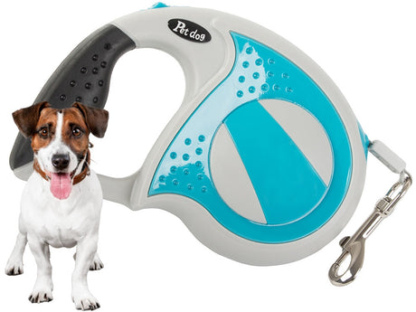 Automatiskt hundkoppel 5 m band för hund upp till 20 kg blå