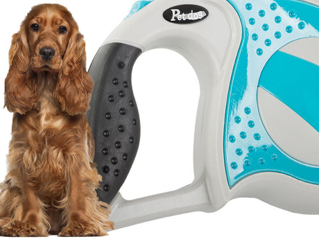 Automatiskt hundkoppel 5 m band för hund upp till 20 kg blå