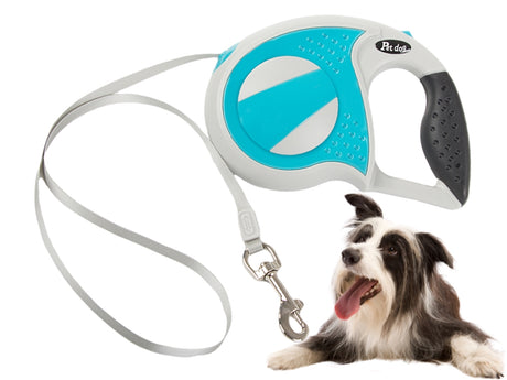 Automatiskt hundkoppel 5 m band för hund upp till 20 kg blå