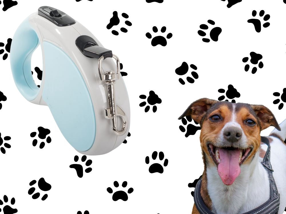 Automatiskt hundkoppel 5 m för hund upp till 15 kg blå