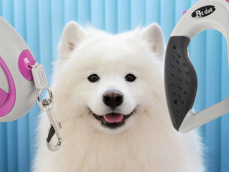 Automatiskt hundkoppel 5 m för hund upp till 20 kg rosa