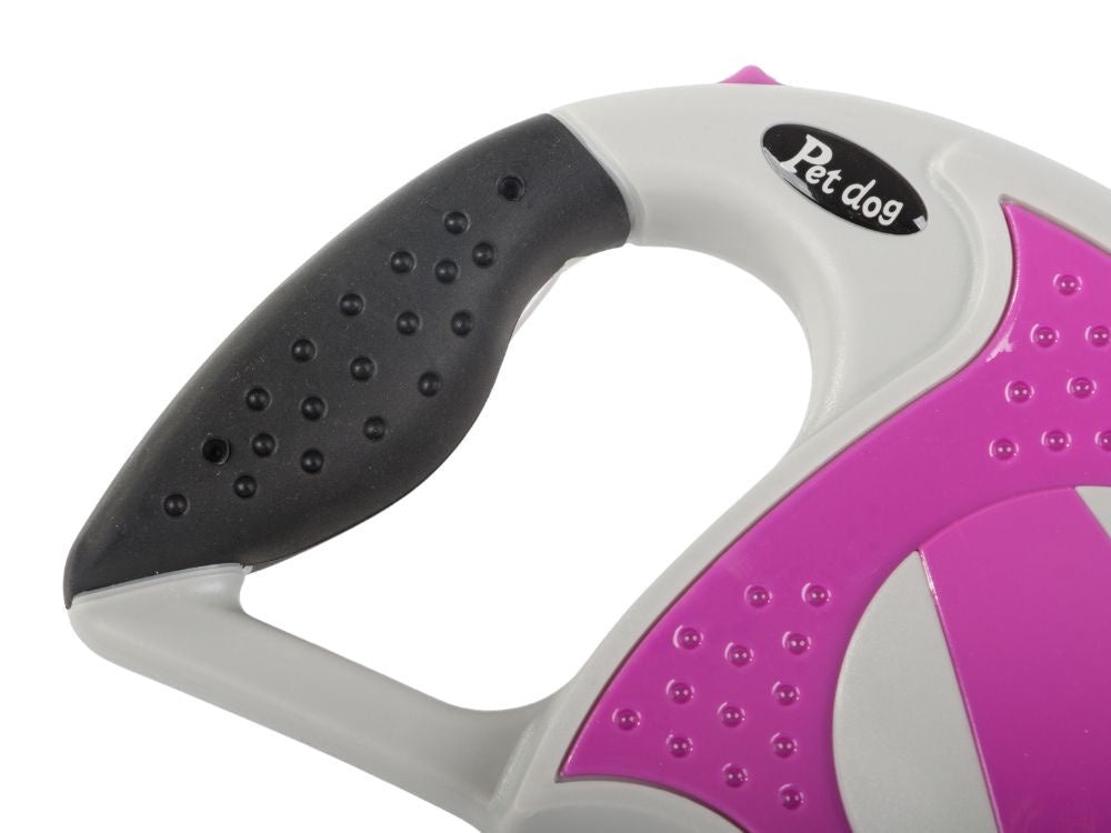 Automatiskt hundkoppel 5 m för hund upp till 20 kg rosa